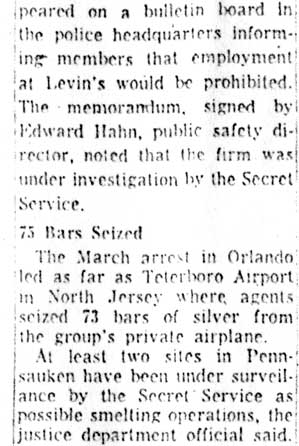 Local Coin Dealer Link to Silver Smelting Probed - Camden Courier-Post - April 10, 1969