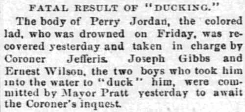 Philadelphia Inquirer, July 19, 1891 — Fatal Result of 'Ducking'