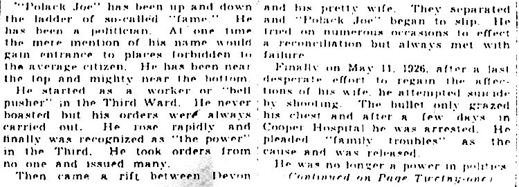 Camden Morning Post November 10, 1930 — clipping 2