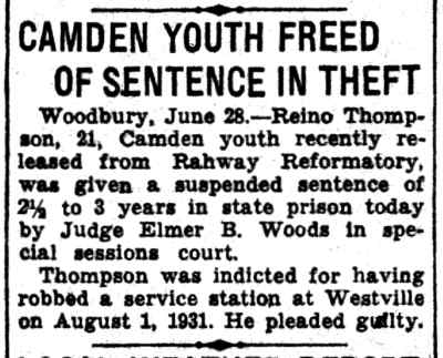 Camden Courier-Post, June 29, 1935 — Camden Youth Freed of Sentence in Theft