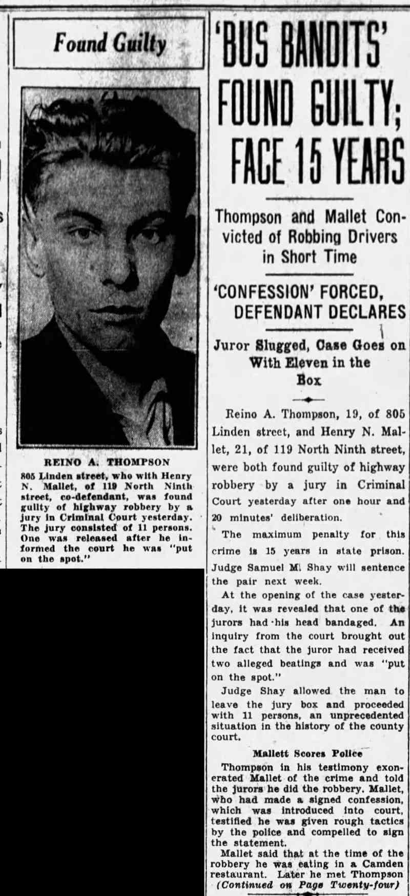 Bus bandits found guilty, October 23, 1931