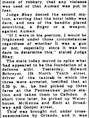 Hotel Holdup Denied By 3 On Witness Stand (continued)