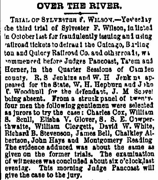 Philadelphia Inquirer, February 12, 1878 — Trial of Sylvester F. Wilson