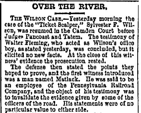 Philadelphia Inquirer, November 13, 1877 — The Wilson Case (part 1)