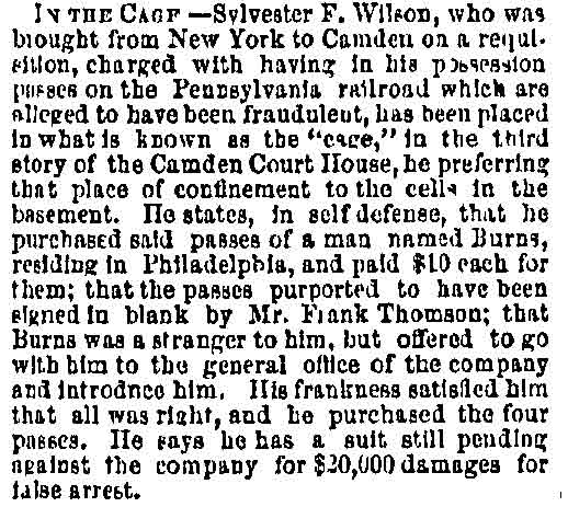 Philadelphia Inquirer, November 14, 1876 — In the Cage
