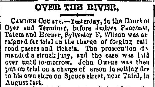 Philadelphia Inquirer, November 20, 1877 — Over the River