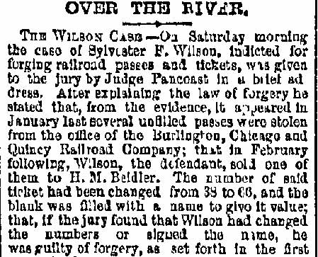 Philadelphia Inquirer, November 26, 1877 — The Wilson Case (part 1)