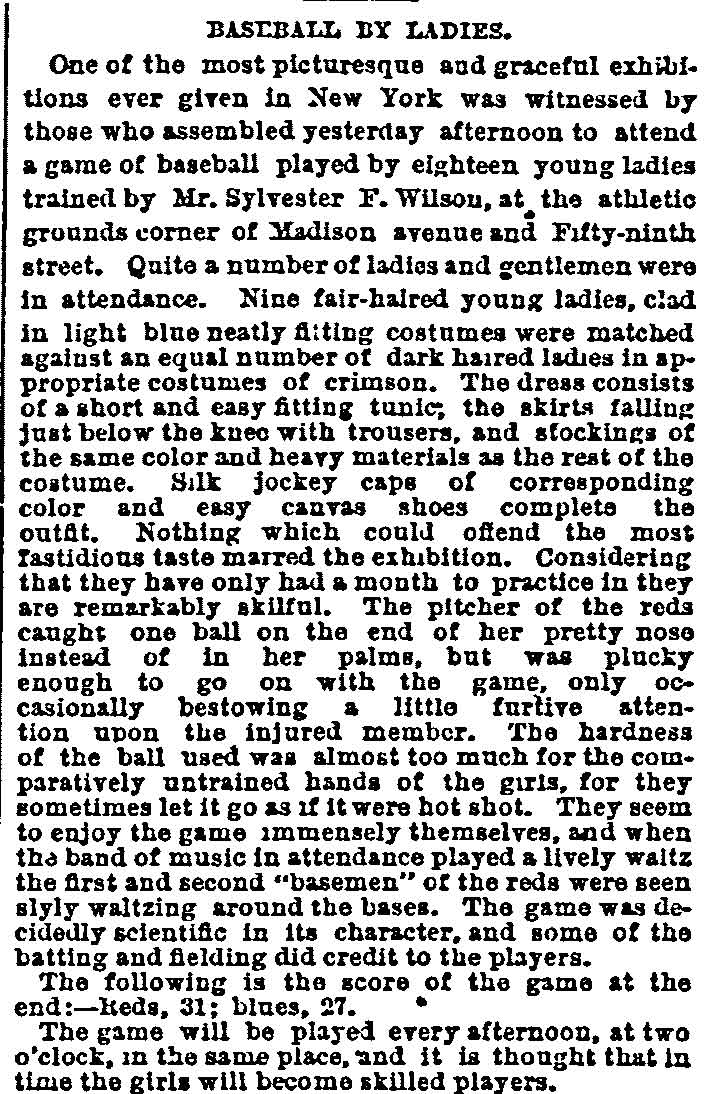 New York Herald, May 13, 1879 — Baseball by Ladies
