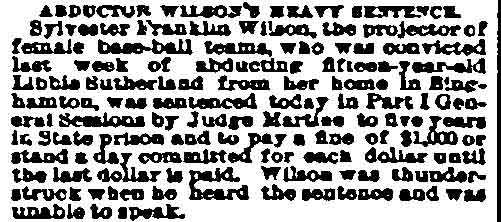 New York Sun, October 21, 1891 — Abductor Wilson's Heavy Sentence