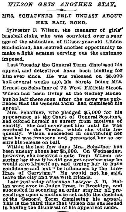 New York Times, December 9, 1892 — Wilson Gets Another Stay