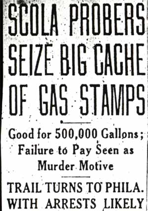 Scola Probers Seize Big Cache of Gas Stamps, March 31, 1944