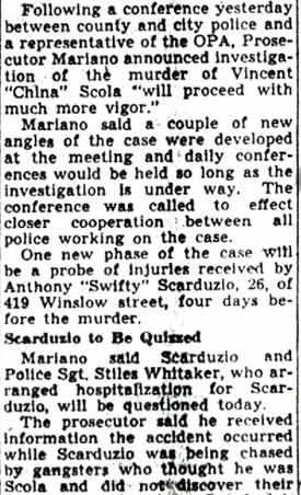 OPA Confers with Police On Scola Murder Clues, April 6, 1944
