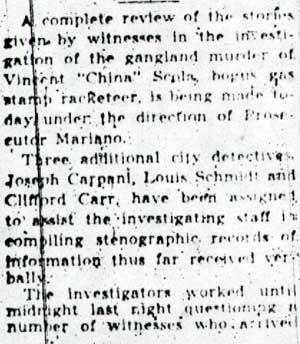 Police Review All Stories In Scola Murder, April 7, 1944