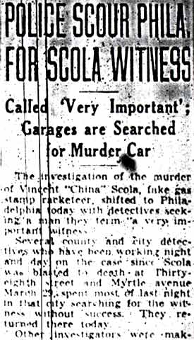 Police Scour Phila for Scola Witness, April 8, 1944