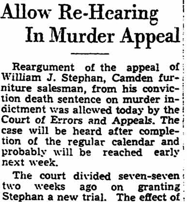 Trenton Times, May 20, 1937 — Allow Re-Hearing In Murder Appeal