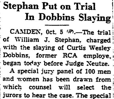 Trenton Times, October 5, 1936 — Stephan Put on Trial In Dobbins Slaying
