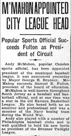 Andrew McMahon newspaper article, August 3, 1935
