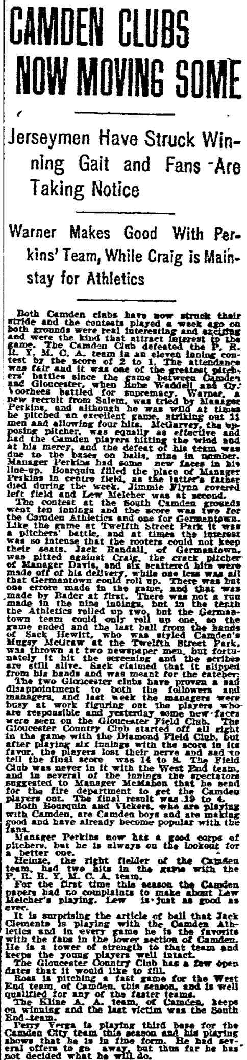 Philadelphia Inquirer, March 26, 1907 — Camden Clubs Now Moving Some article