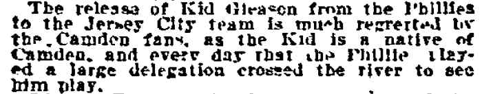 Philadelphia Inquirer, July 28, 1907 — Kid Gleason released to Jersey City