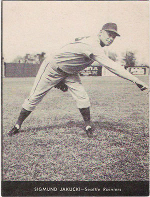 1947 Seattle Rainiers Pacific Coast League card — Sig Jakucki
