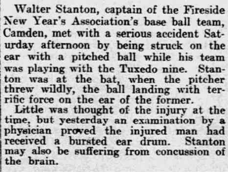Philadelphia Inquirer, June 16, 1902 — Hot Ball Broke His Ear Drum article body