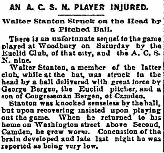 Philadelphia Inquirer, October 15, 1891 — An A.C.S.N. Player Injured