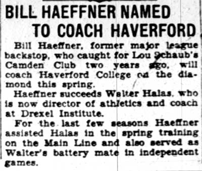 Bill Haeffner Named to Coach Haverford