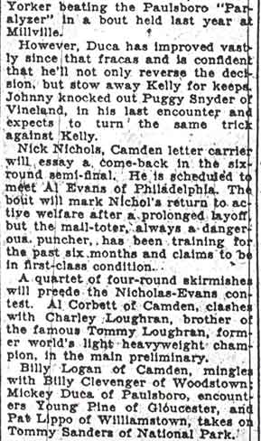 Camden Courier-Post, March 10, 1932 — Kelly Meets Duca in Paulsboro Bout, part 2
