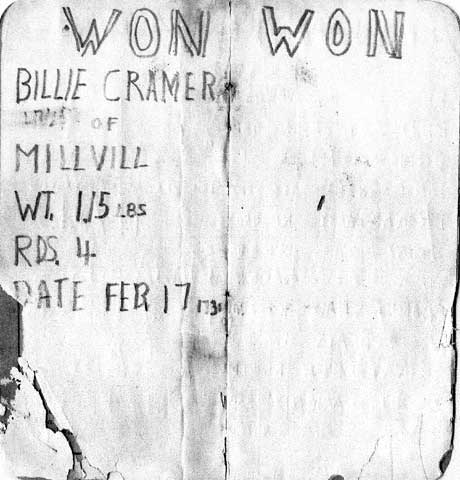 Al Daley boxing record — Won: Billy Cramer of Millville, Wt. 115 lbs, Rds. 4, Date Feb 17