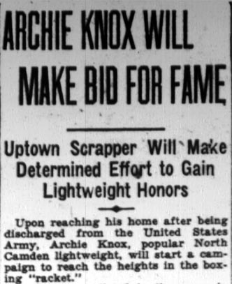Archie Knox Will Make Bid for Fame — Camden Courier-Post, February 29, 1928