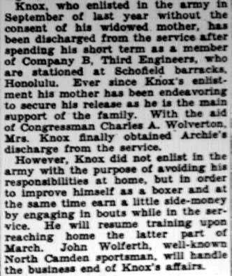 Archie Knox Will Make Bid for Fame (continued) — Camden Courier-Post, February 29, 1928