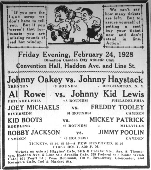 Camden Courier-Post boxing page, February 23, 1928