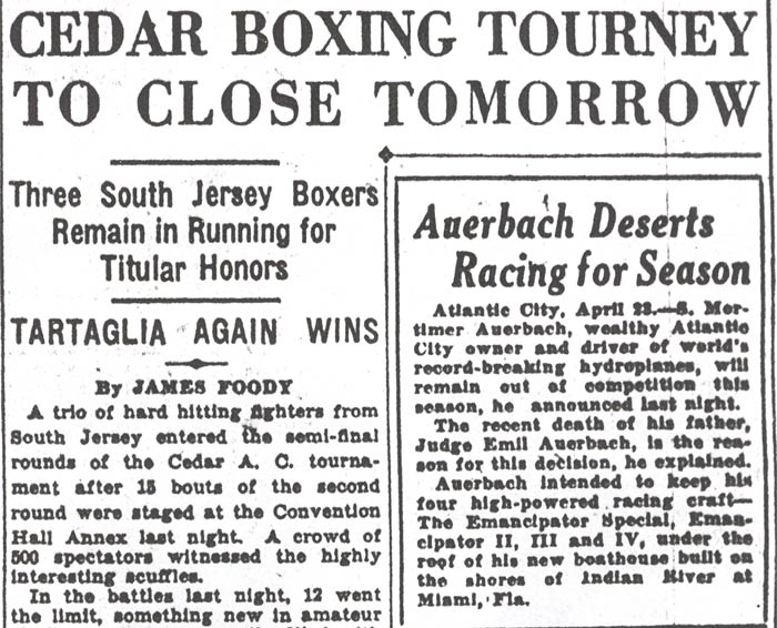 Cedar Boxing Tournament, April 23, 1936, page 1