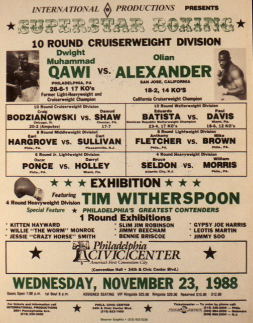 Dwight Qawi vs. Alexander fight poster