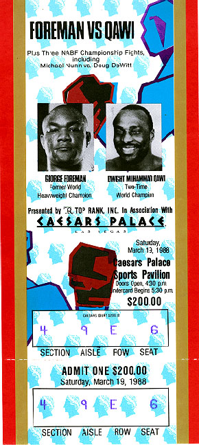 Foreman vs. Qawi fight ticket