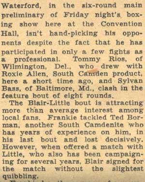 Blair May Reach Heights in Boxing — Camden Courier-Post May 16, 1934 (part 2)