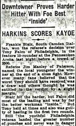 Camden Courier-Post, August 12, 1936 — Downtowner Proves Harder Hitter With Foe Best 'Inside'