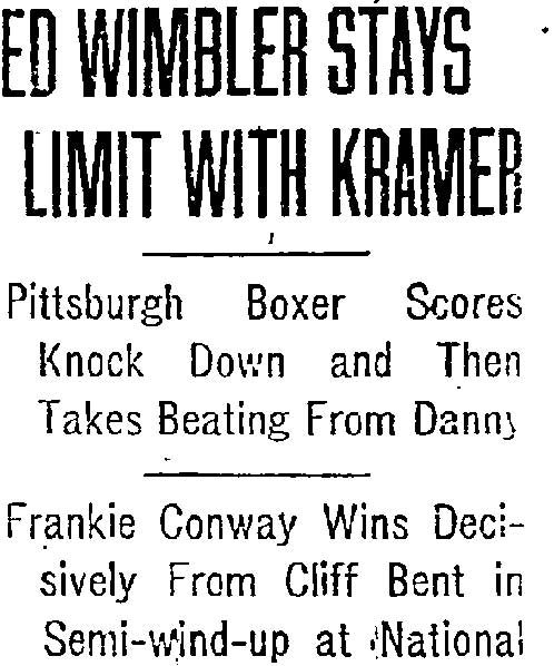 Philadelphia Inquirer, March 1921, Frankie Conway boxing article