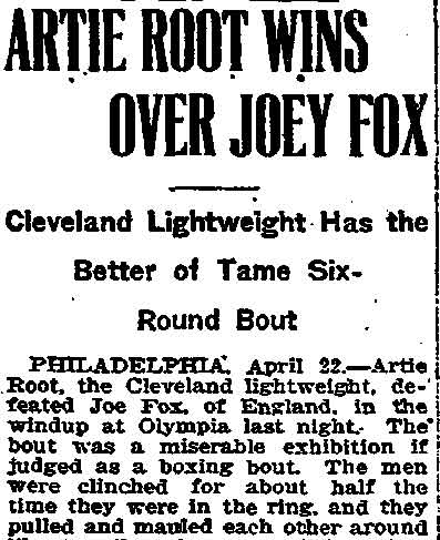 Trenton Evening Times, April 22, 1919, Frankie Conway boxing article