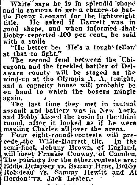 Philadelphia Inquirer, November 6, 1922, article continuation