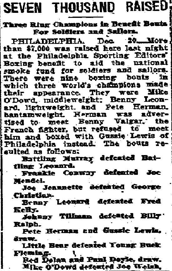 New Orleans States, December 20, 1917, Frankie Conway boxing article