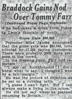 Braddock Gains Nod Over Tommy Farr, continued