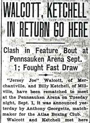 Walcott, Ketchell in Return Go Here — Camden Courier-Post, August 26, 1936