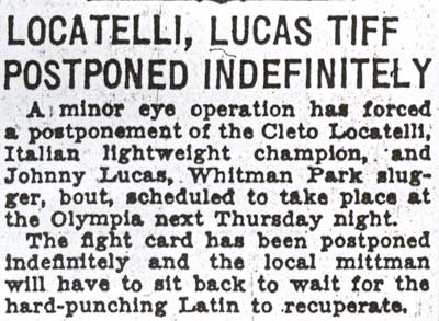 Locatelli, Lucas Tiff Postponed Indefinitely, Camden Courier-Post March 5 1936