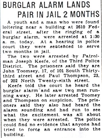 Camden Courier-Post December 11, 1930 — Burglar Alarm Lands Pair in Jail 2 Months