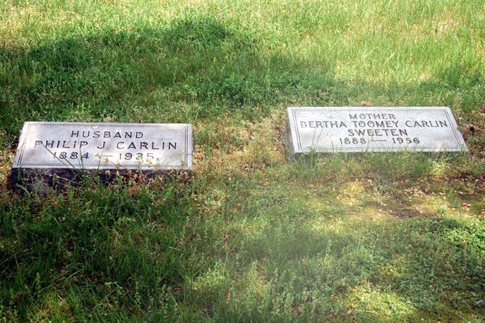 Phil 'Johnny Toomey' Carlin's parents' graves at Arlington Cemetery, Pennsauken, NJ