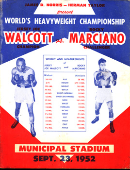 Jersey Joe Walcott vs. Rocky Marciano, September 23, 1952 — Walcott loses World Heavyweight Title