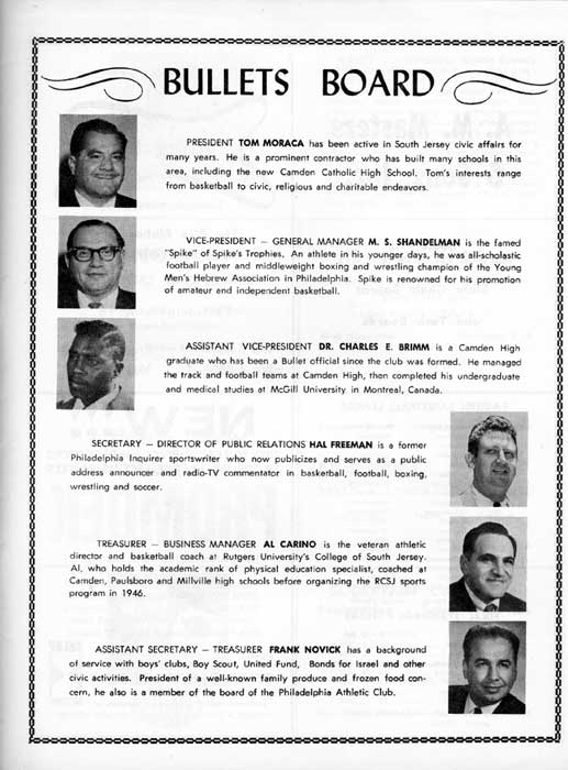 1963-64 Camden Bullets program, page 3