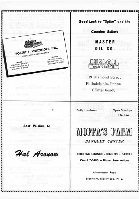 1963-64 Camden Bullets program, page 16
