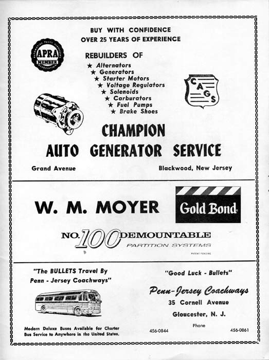 1963-64 Camden Bullets program, page 19